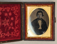 1/9th Plate Ambrotype Of Young Boy In Full Union Case picture