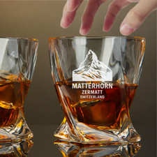 Custom Engraved Matterhorn Zermatt Switzerland Whiskey Glass 10 oz Twisted Rocks picture