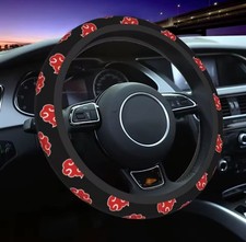 14.5-15 Inch Anime Red Cloud Naturo Akatsuki Steering Wheel Cover picture