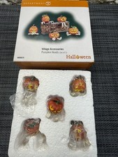Department 56 Halloween Village Accessories Pumpkin Heads Set of 5 Boxed picture