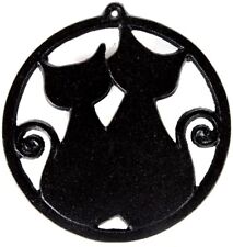 Cast Iron Trivet, Round Trivet with Two Cat Silhouettes picture