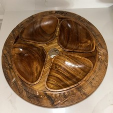 Vintage Monkey Pod w/ 4 Removable Containers . Bottom Portion does Allow Spin  picture
