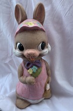 Vintage MCM Anthropomorphic Easter Bunny Rabbit in Pink  Handmade 11.5