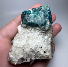 179 Gram Top Quality Rare Fluorescent Green Sodalite with Mica On Calcite Matrix picture