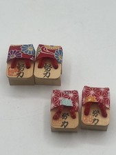 Vintage Collection Japanese Asian Geisha Shoes Folk Art Wood Mini 1 1/4” set 2 picture