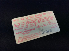 Rare ORIGINAL 1915 - 1916 Meet Me At THE DANCE PAVILION TICKET VENICE CALIFORNIA picture