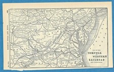 1890 NORFOLK AND WESTERN RAILROAD AND CONNECTIONS MAP picture