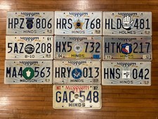Vintage Mississippi License Plates - Lot of 10 - Unique, Random Center Stickers picture