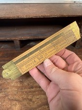 Vintage Lufkin Folding Wooden Ruler Boxwood & Brass Works Great. picture