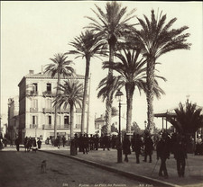 France, Hyères, la Place des Palmiers, vintage print, ca.1870 vintage print t picture