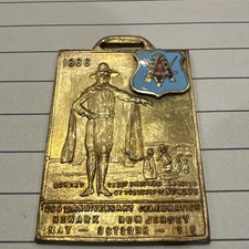 1916 Newark NJ 250th Anniversary Robert Treat Medal Badge Livingston Enamel picture