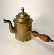 Vintage Skultuna Bruk Brass Chocolate Pot with Spout, Wood Handle, Lid Sweden picture