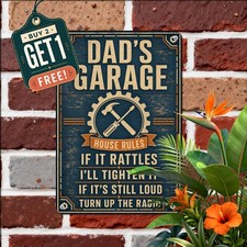 Dad Garage Mechanic Tin Sign Vintage Workshop Handyman Metal Plaque 8x12 picture
