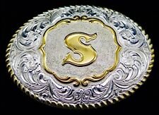 S Initial Filigree Crumrine Vintage Belt Buckle picture