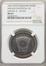 1859-dated DeKalb, Illinos Masonic Chapter #52 One Penny / NGC MS-63 picture