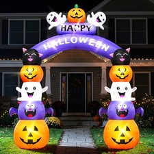 8FT Halloween Inflatable Arch Cute Large Pumpkin Archway Blow Up Outdoor 8ft picture