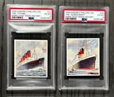 Lot of 2 1938 Godfrey Phillips Ships Made History - Titanic & Queen Mary - PSA-4 picture