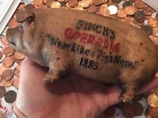 Fincks Cast Iron Piggy Bank Patina Farm Pig Swine Porky Bacon Collector Hog GIFT picture