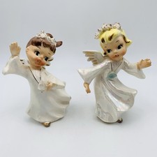 Geo Z Lefton Dancing Angels Figurines Iridescent Set As-Is Spaghetti Vintage 4” picture
