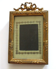 Early Antique French Ormolu Miniature Frame with Rare Embossed Mat picture
