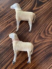 TWO Antique German stick-leg Woolly Sheep picture