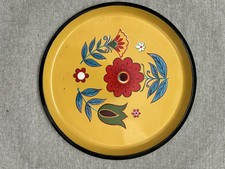 VINTAGE MID-CENTURY Floral yellow TRAY plastic JAPAN kitsch retro picture