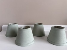 Vintage Celadon Green Sand Textured Clip In Lamp Shades Lot Of 4  picture