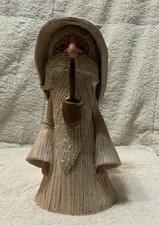 Wizard Smoking Cigar Incense Burner Clay Sculpture By Pat Chrest signed dated 89 picture