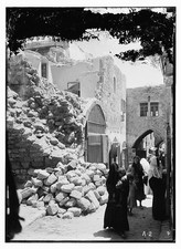 Photo:1927 Earthquake Damage Ruins Stone Buildings Street Scene picture