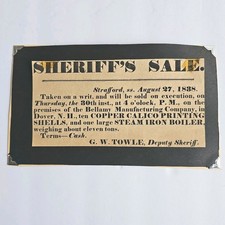 Antique 1848 NH Sheriffs Sale Broadside Bellamy Mfg Co Dover Calico Printing picture