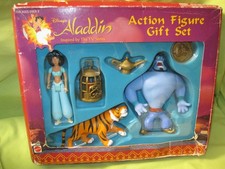 DISNEY Mattel VINTAGE 1990's ALADDIN Jasmine Genie Rajah ACTION FIGURE GIFT SET picture