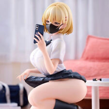 Anime Girl Squatting Yuanyuan PVC model decoration Figure doll toy 14CM picture