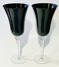 2 VTG Circleware Black Diamond Crystal Water Goblets picture