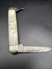 Antique 1911 Union Cutlery Co Olean NY Real Pearl 2 Bl Equal End Pen Knife As Is picture