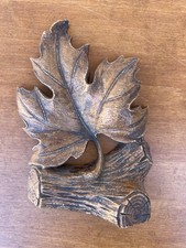 Vintage Faux Wood Carved Maple Leaf Log Statue Figurine Rustic Cabin Fall Decor picture