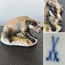 Antique Meissen Porcelain Badger Figurine Germany circa 1850–1924 picture