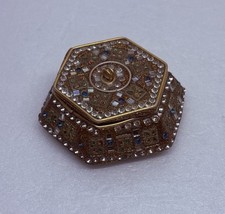 Vintage Abstract Mosaic Jeweled Indian Trinket Box 3.25” Unique Art Decor 35 picture