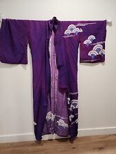 Vintage Japanese Kimono Purple Beautiful Silk Kimono robe picture