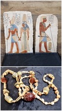 Vintage Egyptian Revival Lot 3 Relief Necklace Stone Wall Plaques Hieroglyphics picture
