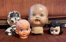 Lot of 4 Vintage Creepy Doll Heads – Spooky Halloween Decor & Oddities Art picture