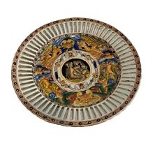 Vintage Chinese decorative plate collectible home decor round plate gold blue picture