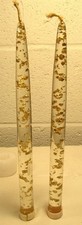 VINTAGE PAIR CLEAR  LUCITE ACRYLIC 10 INCH TALL TAPERED CANDLES WITH GOLD FLECKS picture