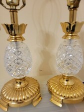  WATERFORD  TWO TABLE LAMPS CRYSTAL  PINEAPPLE SHAPE   13 INCHES TALL picture
