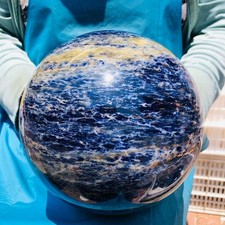 19.84LB  Natural Sodalite Ball Blue Quartz Crystal Sphere Reiki Healing picture