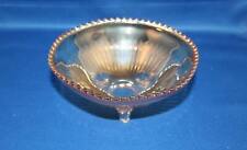 Vintage Carnival Glass Bowl Ribbed Footed Depression Era Golden Iridescent Dish picture