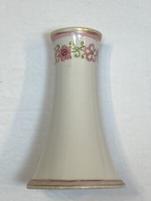 Nippon Vintage Old Hat Pin Holder? Bud Vase Pink Flower Green Gold Hand Painted picture