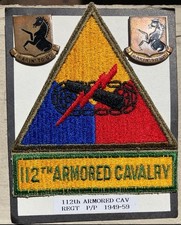 US Army 112th Armored Cavalry Patch No Glow, And Unit Crests 1950 picture
