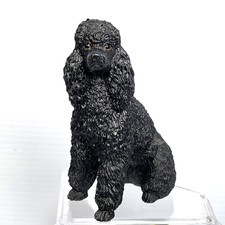 Black French Poodle Figurine Sitting at Attention 4.5