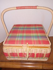 Vintage Sewing Basket Designed Exclusively for AZAR Pretty Plaid picture