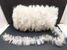 Tinsel Christmas Garland Frosted White Fine 69ft 2pc Wired Vintage D7092 picture